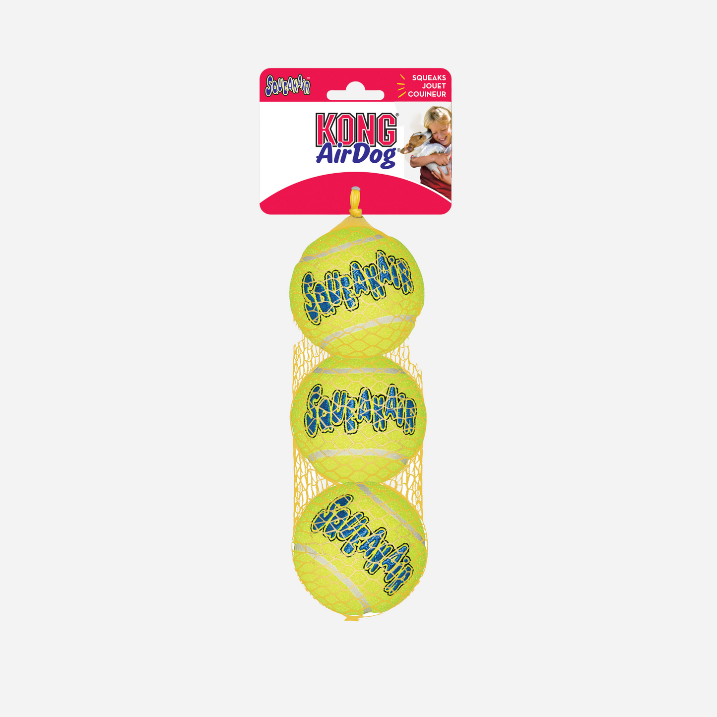 KONG AirDog Squeaker tennisballer, 3 baller i nett