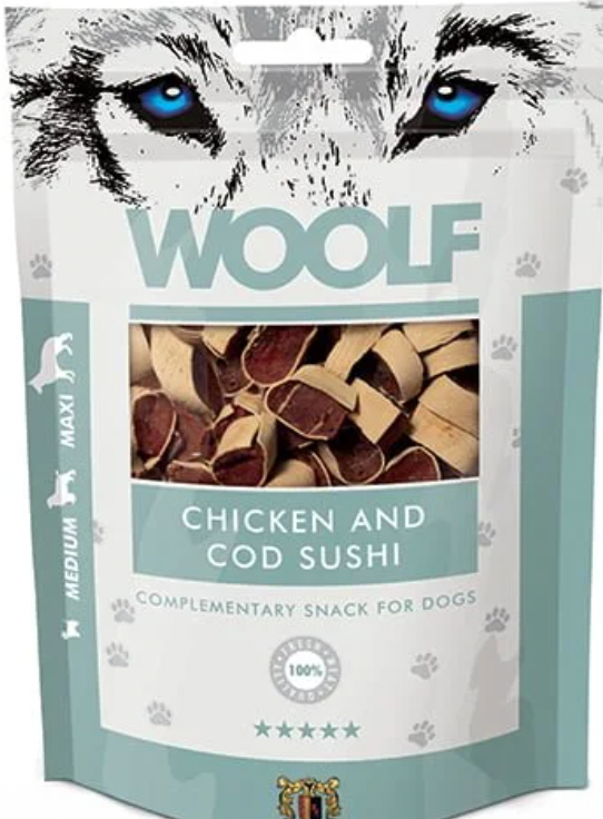 WOOLF CHICKEN AND COD SUSHI 100G